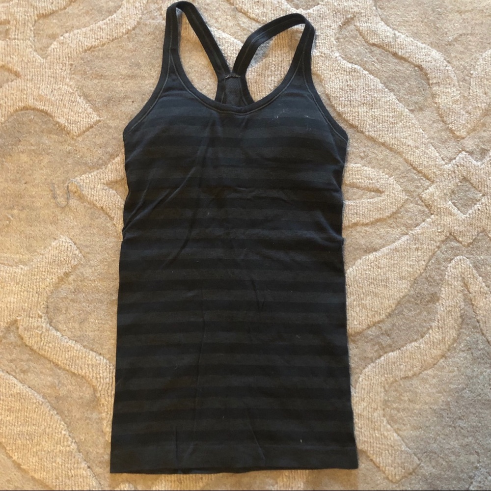 Lululemon Power Y Tank, Black + Charcoal, Size 4